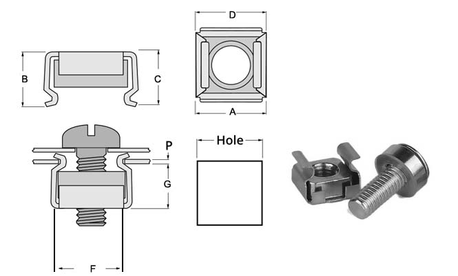Cage Nut Dimensions