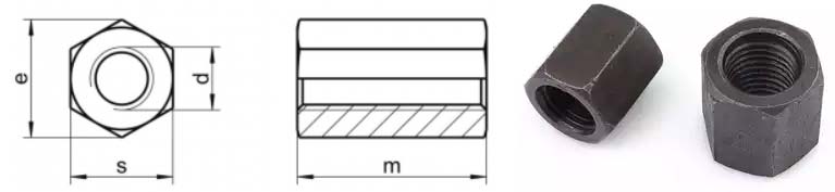 SA 194 2H Hex Coupling Nut Dimensions