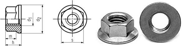 DIN 6923 Flange Nut dimensions
