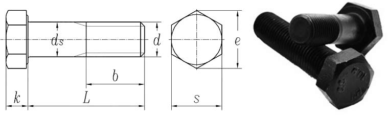 EN 14399 Class 10.9 High Strength Large Hexagon Bolt Dimensions