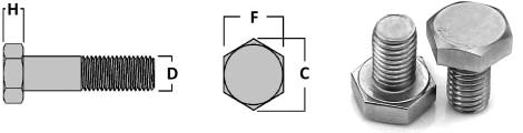 Titanium Heavy Hex Bolts Dimensions