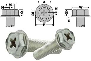 Phillips Hex Head Machine Screw Dimensions
