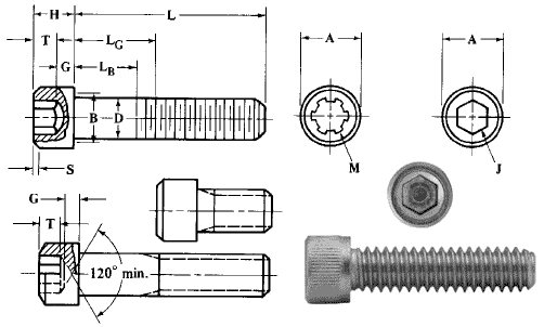 CP Titanium Alloy Socket Head Cap Screw Dimensions
