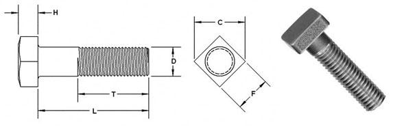 Square Head Bolts Dimension